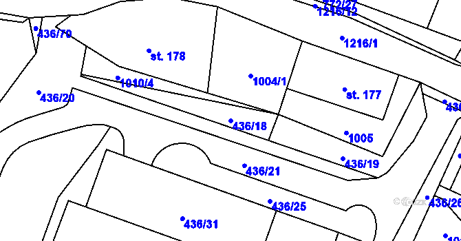Parcela st. 436/18 v KÚ Sklenov, Katastrální mapa