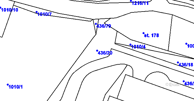 Parcela st. 436/20 v KÚ Sklenov, Katastrální mapa