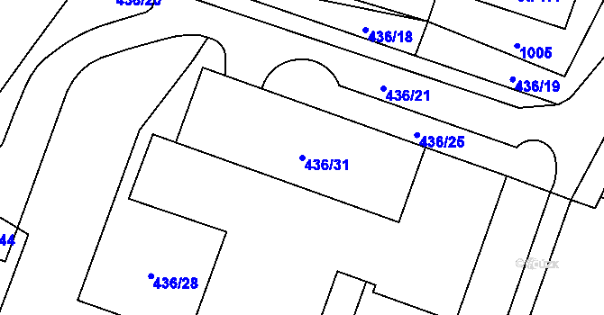 Parcela st. 436/31 v KÚ Sklenov, Katastrální mapa