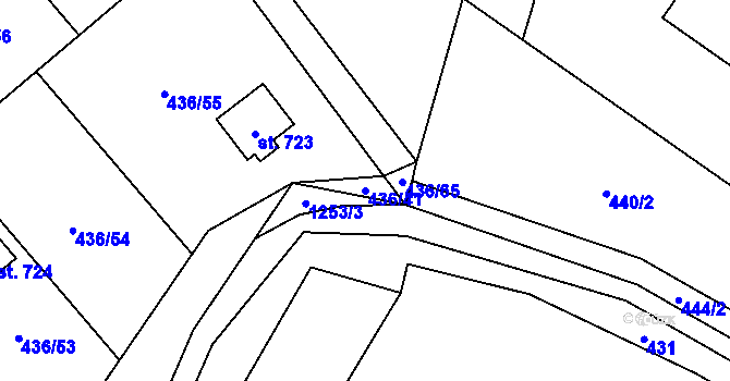 Parcela st. 436/41 v KÚ Sklenov, Katastrální mapa