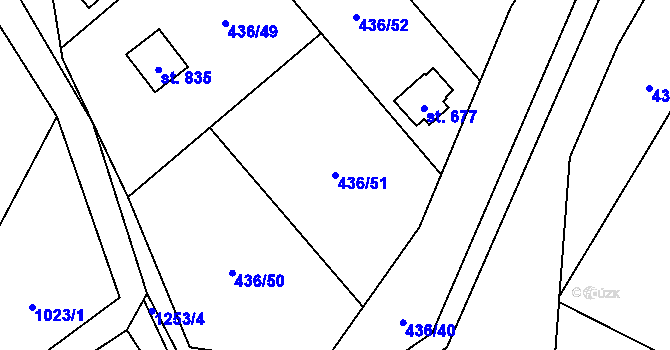 Parcela st. 436/51 v KÚ Sklenov, Katastrální mapa