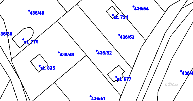 Parcela st. 436/52 v KÚ Sklenov, Katastrální mapa