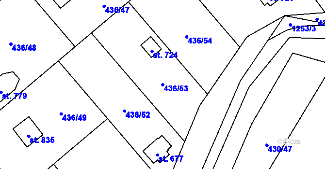 Parcela st. 436/53 v KÚ Sklenov, Katastrální mapa