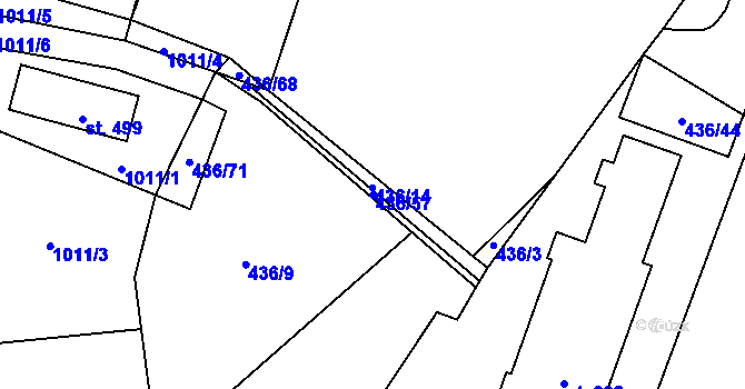 Parcela st. 436/57 v KÚ Sklenov, Katastrální mapa