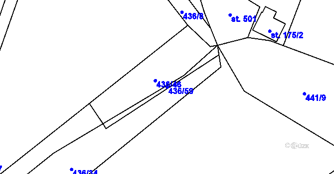 Parcela st. 436/59 v KÚ Sklenov, Katastrální mapa
