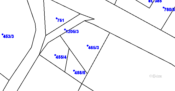 Parcela st. 465/3 v KÚ Sklenov, Katastrální mapa