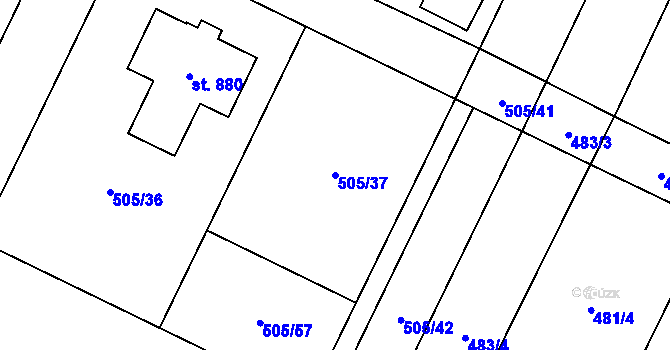 Parcela st. 505/37 v KÚ Sklenov, Katastrální mapa