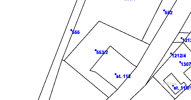 Parcela st. 553/2 v KÚ Sklenov, Katastrální mapa