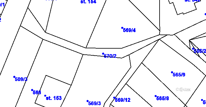 Parcela st. 570/2 v KÚ Sklenov, Katastrální mapa