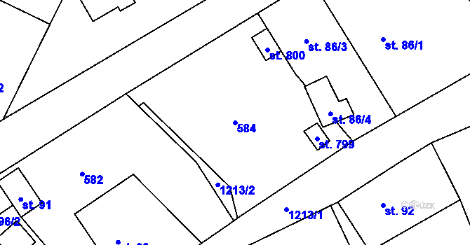 Parcela st. 584 v KÚ Sklenov, Katastrální mapa