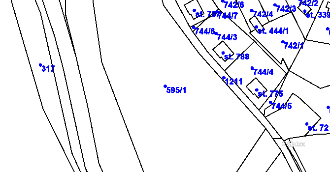 Parcela st. 595/1 v KÚ Sklenov, Katastrální mapa