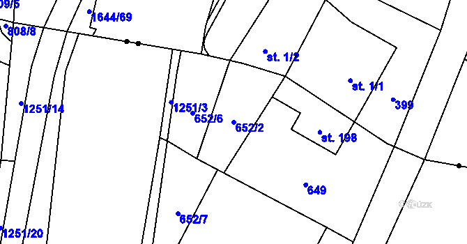 Parcela st. 652/2 v KÚ Sklenov, Katastrální mapa