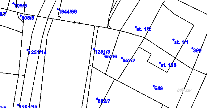 Parcela st. 652/6 v KÚ Sklenov, Katastrální mapa