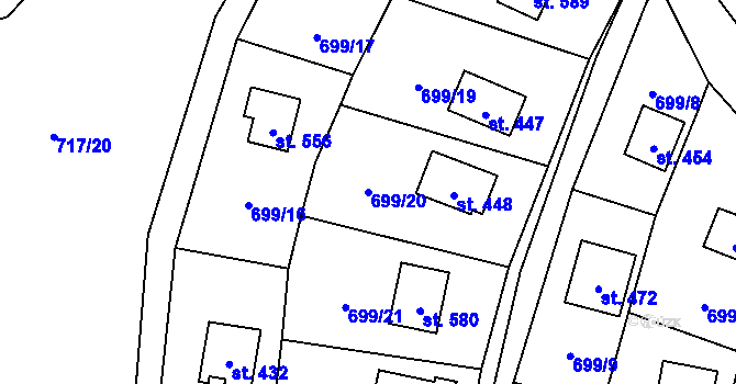 Parcela st. 699/20 v KÚ Sklenov, Katastrální mapa