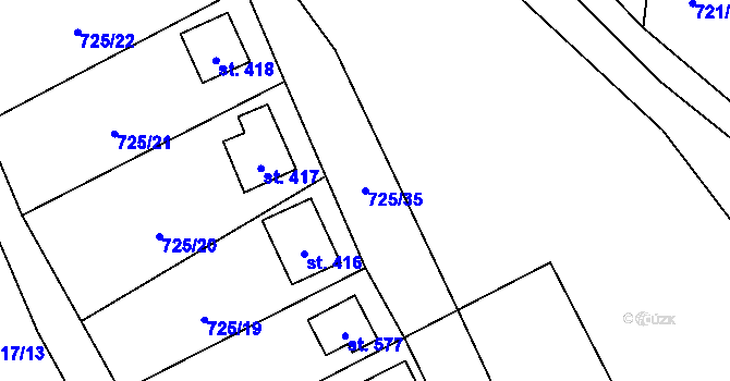 Parcela st. 725/35 v KÚ Sklenov, Katastrální mapa