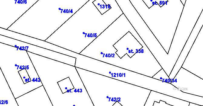 Parcela st. 740/2 v KÚ Sklenov, Katastrální mapa