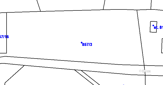 Parcela st. 857/3 v KÚ Sklenov, Katastrální mapa