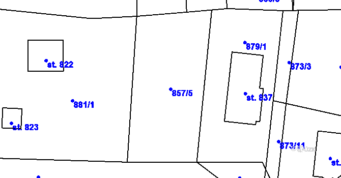 Parcela st. 857/5 v KÚ Sklenov, Katastrální mapa