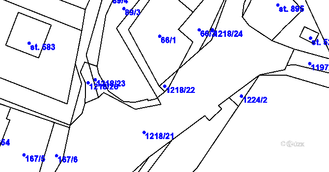 Parcela st. 1218/22 v KÚ Sklenov, Katastrální mapa