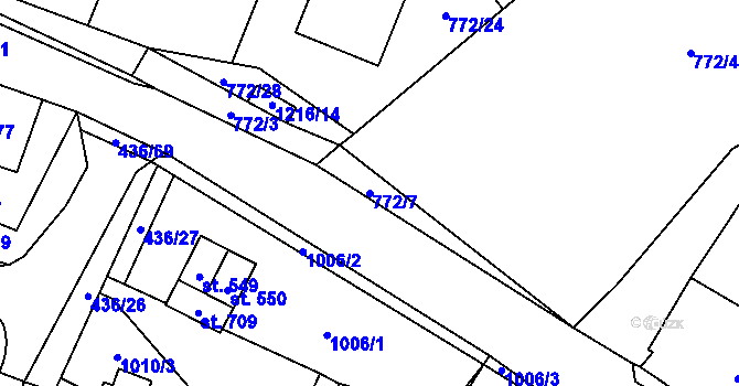 Parcela st. 772/7 v KÚ Sklenov, Katastrální mapa
