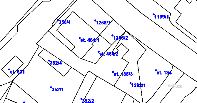 Parcela st. 464/2 v KÚ Sklenov, Katastrální mapa