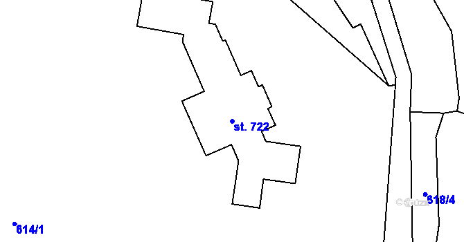Parcela st. 722 v KÚ Sklenov, Katastrální mapa