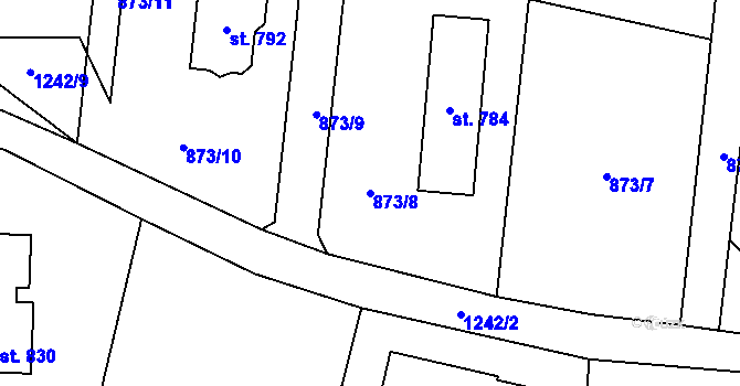 Parcela st. 873/8 v KÚ Sklenov, Katastrální mapa