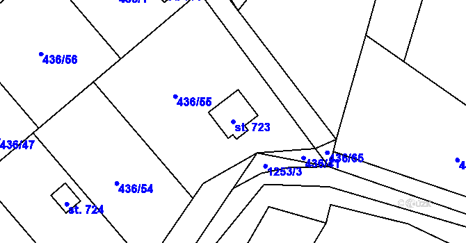 Parcela st. 723 v KÚ Sklenov, Katastrální mapa