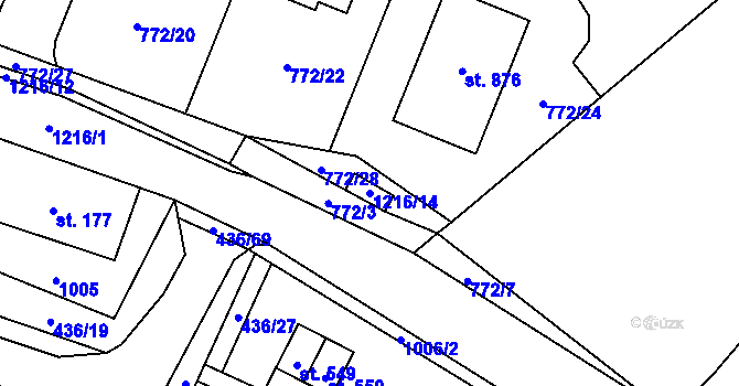 Parcela st. 1216/14 v KÚ Sklenov, Katastrální mapa