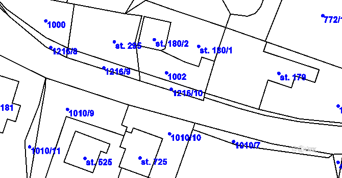 Parcela st. 1216/10 v KÚ Sklenov, Katastrální mapa