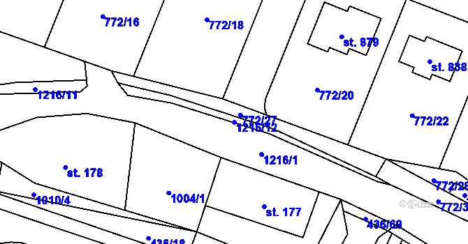Parcela st. 1216/12 v KÚ Sklenov, Katastrální mapa