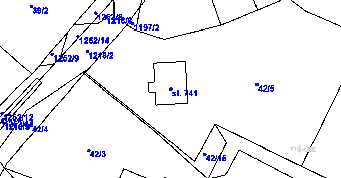 Parcela st. 741 v KÚ Sklenov, Katastrální mapa