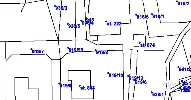 Parcela st. 919/8 v KÚ Sklenov, Katastrální mapa