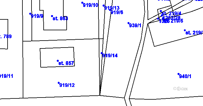 Parcela st. 919/14 v KÚ Sklenov, Katastrální mapa
