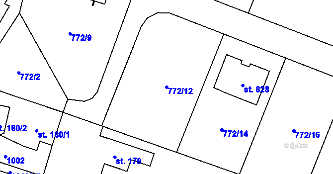 Parcela st. 772/12 v KÚ Sklenov, Katastrální mapa