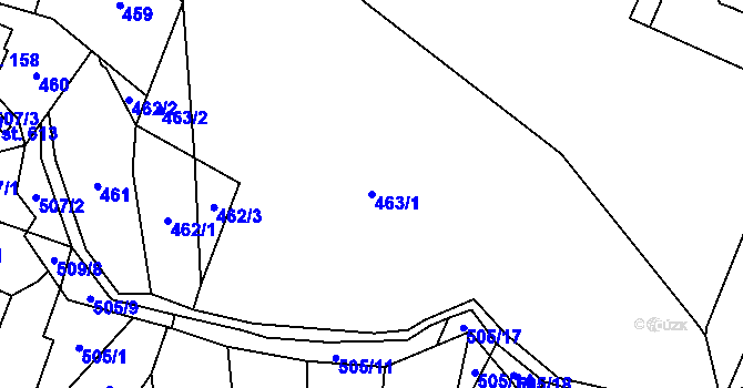 Parcela st. 463/1 v KÚ Sklenov, Katastrální mapa