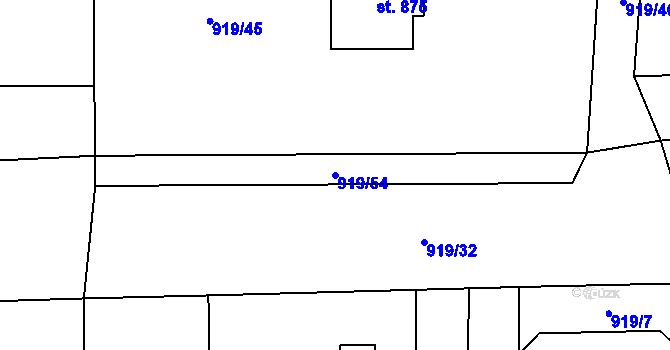 Parcela st. 919/54 v KÚ Sklenov, Katastrální mapa