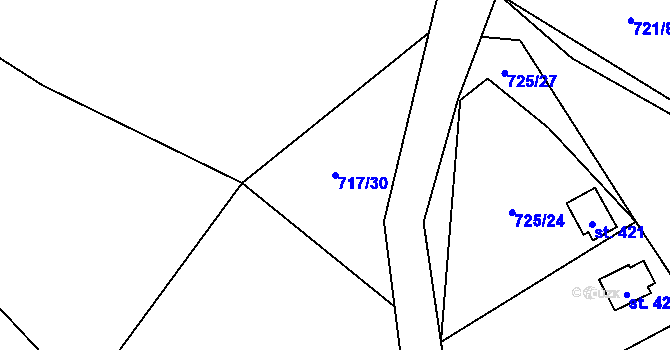 Parcela st. 717/30 v KÚ Sklenov, Katastrální mapa
