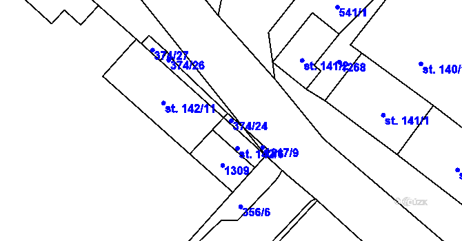 Parcela st. 374/24 v KÚ Sklenov, Katastrální mapa