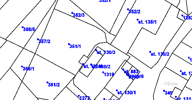 Parcela st. 130/3 v KÚ Sklenov, Katastrální mapa