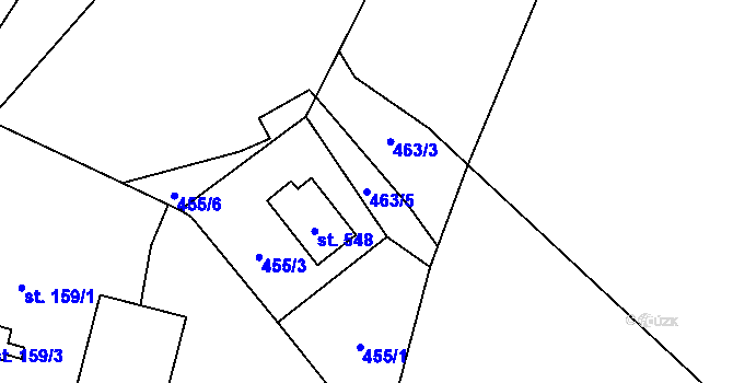 Parcela st. 463/5 v KÚ Sklenov, Katastrální mapa