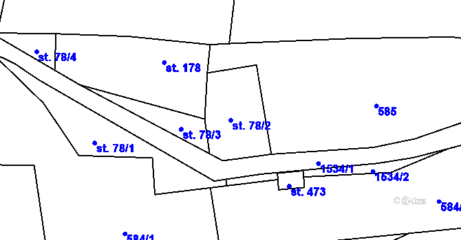 Parcela st. 78/2 v KÚ Rychaltice, Katastrální mapa
