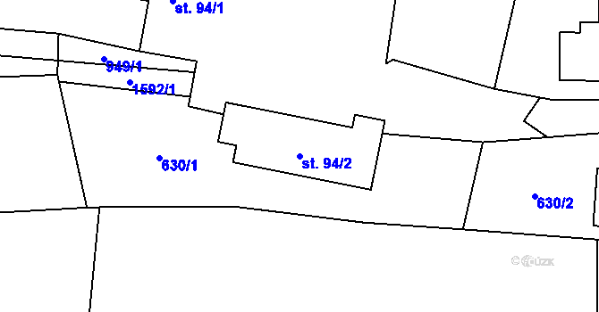 Parcela st. 94/2 v KÚ Rychaltice, Katastrální mapa