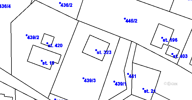 Parcela st. 323 v KÚ Rychaltice, Katastrální mapa