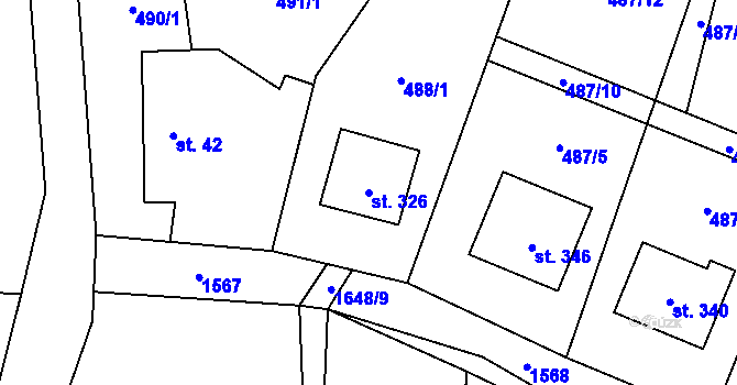 Parcela st. 326 v KÚ Rychaltice, Katastrální mapa