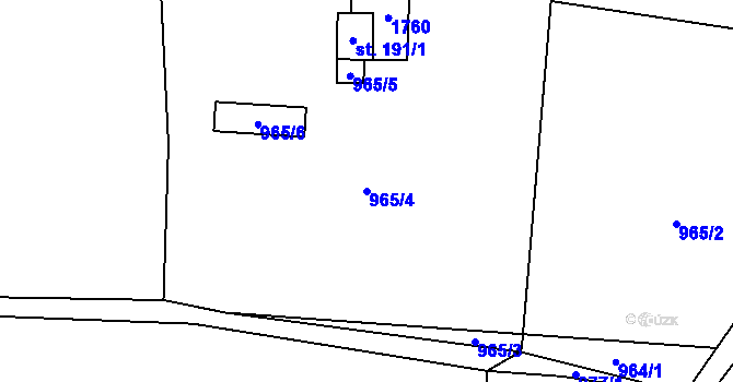 Parcela st. 965/4 v KÚ Rychaltice, Katastrální mapa