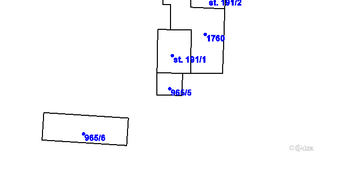 Parcela st. 965/5 v KÚ Rychaltice, Katastrální mapa