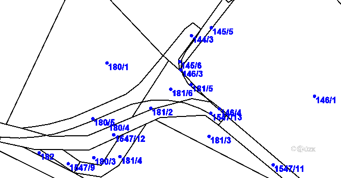 Parcela st. 181/6 v KÚ Rychaltice, Katastrální mapa