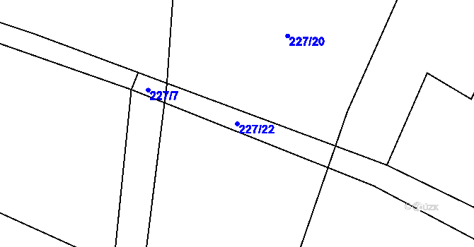 Parcela st. 227/22 v KÚ Rychaltice, Katastrální mapa