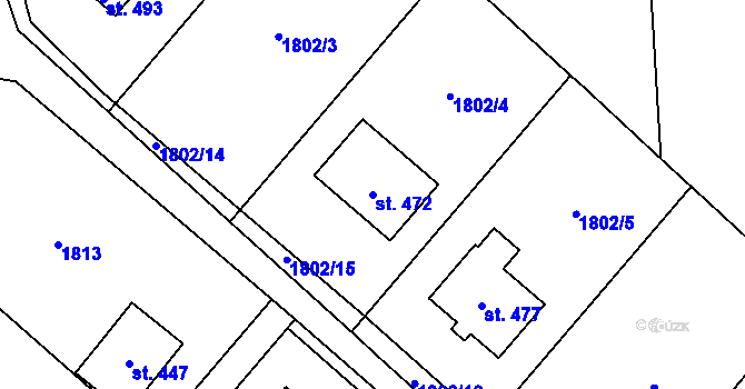 Parcela st. 472 v KÚ Rychaltice, Katastrální mapa